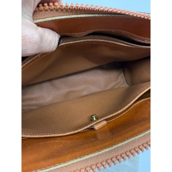 Vintage Dooney & Bourke White Brown Pebbled Satchel '80's '90s Classic USA